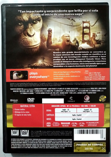 El Planeta De Los Simios Revolucion Dvd Original (Usado)