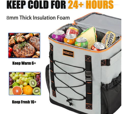 Hielera Mochila Térmica Anti Fugas Insmeer Gran Capacidad Gris