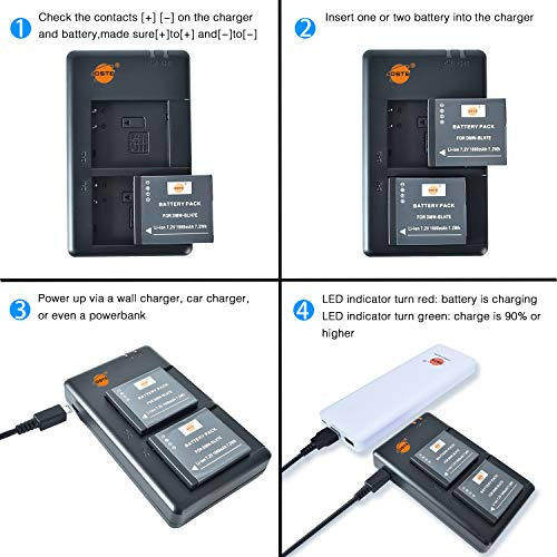2x Dmw Blh7 Bateria Rapid Dual Charger With Micro Usb