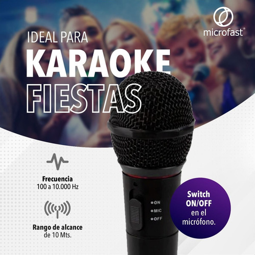 Imagen 4 de 10 de Micrófono Inalámbrico Profesional Karaoke Dinámico