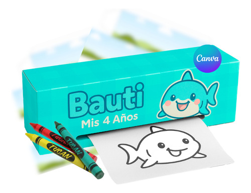 Plantilla Editable Canva Caja Souvenir Con Tira De Dibujos.