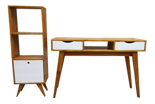 Imagen 7 de 9 de Mesa De Luz Nordica Vintage Escandinava Madera Lustrada 1caj