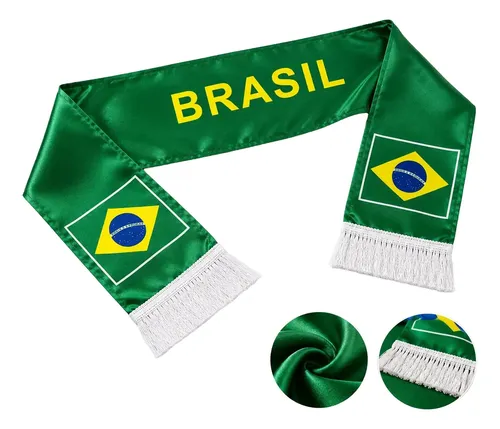 Cachecol Faixa Brasil Copa Do Mundo Torcedor Eleição Torcida Verde Brasil 1.45 Metros