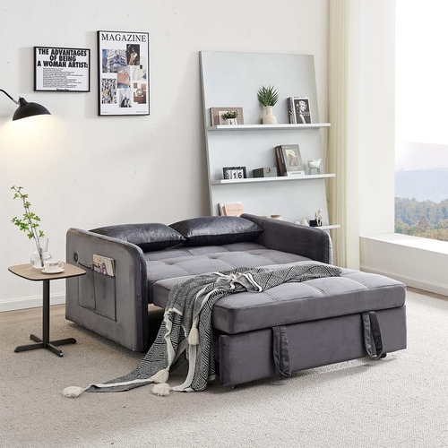 Sofa Tipo Cama Con Porta Vasos 2 Cuerpos