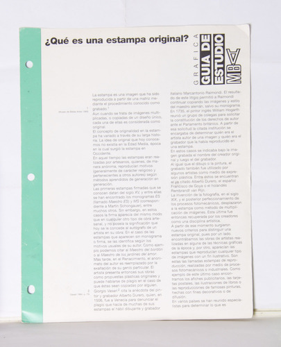 Guía De Estudio ¿qué Es Una Estampa Original¿, Mba, 1997