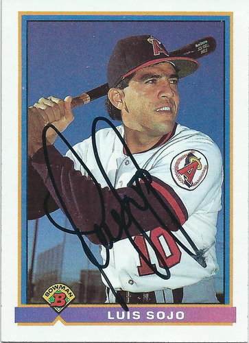 Barajita Luis Sojo Autografiada Bowman 1991 #197 Angels