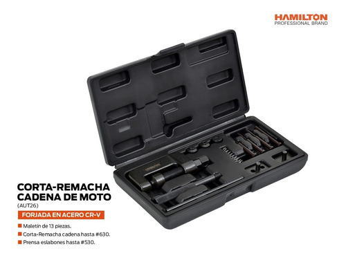 Imagen 2 de 5 de Corta Cadena Motos Hamilton Kit 13pz Todos Los Pasos Aut26