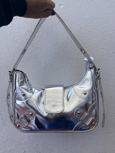 Cartera Mini Bags Metalizada Mujer Plateado