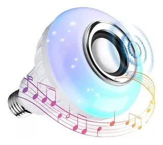 Foco Led Rgb De 12w Con Bocina Bluetooth Y Control Remoto