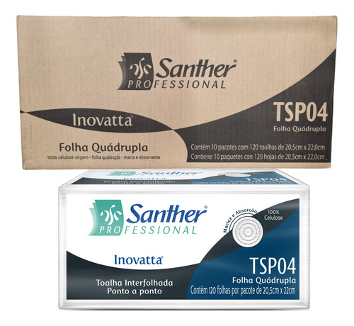 Papel Interfolha Santher Inovatta Folha Quádrupla Caixa 1200