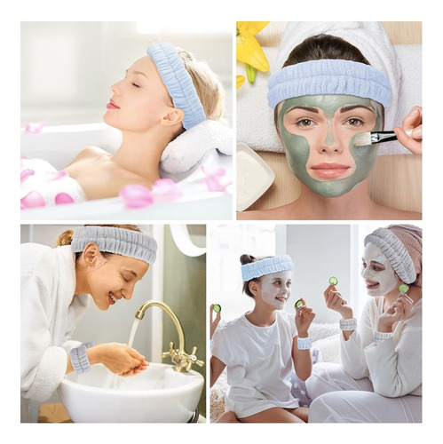 Diadema Muñequeras Skincare Cintillo Cabello Spa Maquillaje