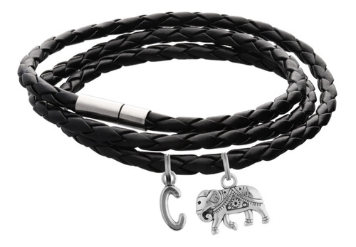 Pulsera Elefante Brazalete Dije Animal Suerte Letra Inicial