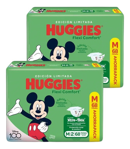 2un Pañales Huggies Active Flexi Comfort  M 68 u