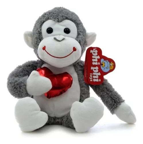 Peluche Mono Con Corazón 28cm