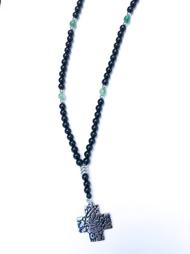 Imagen 2 de 3 de Collar Rosario Piedras Onix Con Aventurina Verde