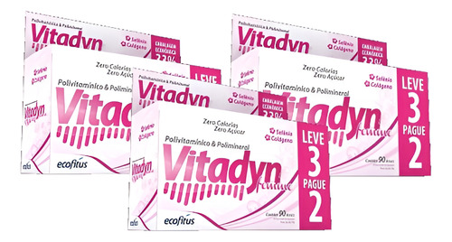 Kit 3x Polivitamínico Vitadyn Femme C/90 Cápsulas - Ecofitus