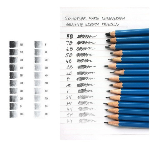 Lapices Staedtler Mars Lumograph Graduación 2h A 8b Lata X12 Color Negro