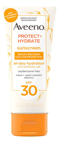 Aveeno Protect + Hydrate Moisturizing Body Sunscreen Lotion.