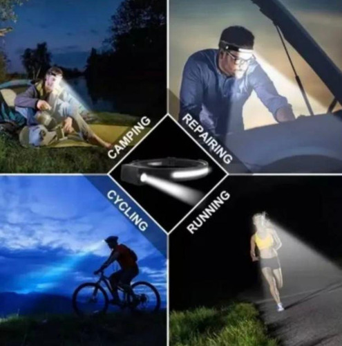 Linterna Vincha Minero Luz Recargable Usb Con Sensor 2 Luces