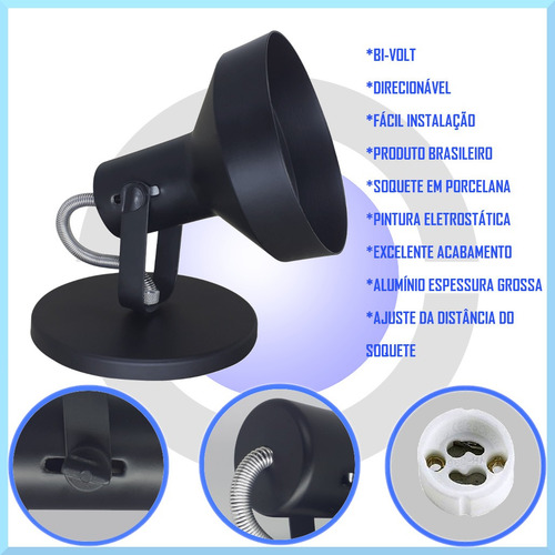 Imagem 3 de 7 de Spot P/ Ar111 Led C/ Soquete Bocal Gu10 Para Sobrepor
