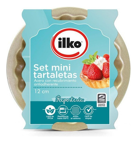 Set 4 Mini Tartaletas Antiadherente Gold Ilko