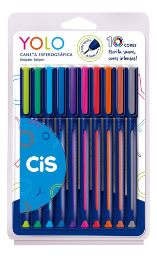 Kit De Canetas Esferográficas Yolo Cis 0.7 Mm 10 Cores Cor da tinta Colorido