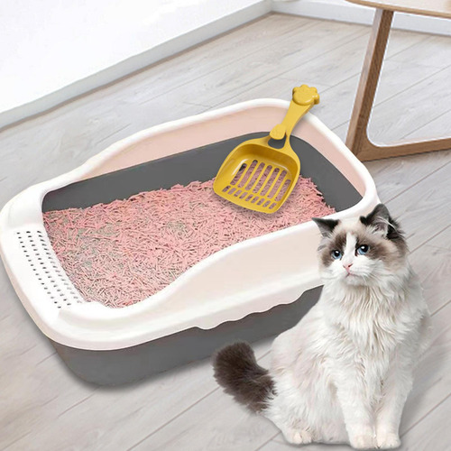 Caja De Arena Para Gatos Abierta, Orinal, Gris L 50x35x18cm
