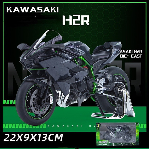 Modelo De Motocicleta Kawasaki H2r Con Sonido Y Luz 1:9