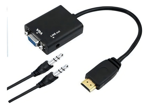 Mini Adaptador Conversor Hdmi P/ Vga Transmissor Áudio/vídeo