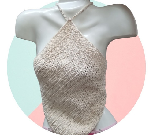 Top Tejido Crochet Forma Rombo Cuadrado Tendencia. 