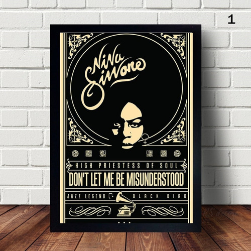 Quadro Poster Decorativo Da Cantora Nina Simone Do Jazz A3