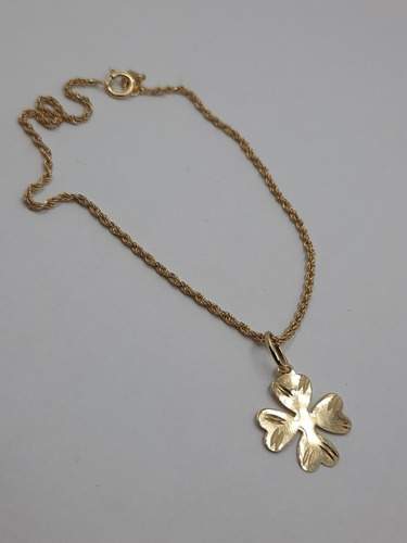 Pulseira Em Ouro 18k Baiana Com Pingente Trevo