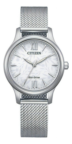 Reloj Citizen Em089981a Mujer De Acero Inoxidable Color de la malla Plateado Color del bisel Gris Color del fondo Blanco