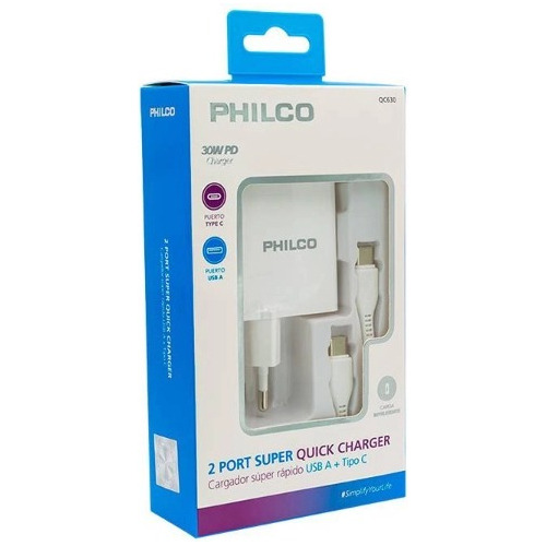 Cargador Philco Qc630 Super Rápido 30w