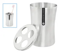 Comprar Vaso Porta Cepillos De Dientes Siluet Acero Inoxidable 11cm Color Plateado
