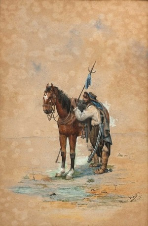 Diógenes Hequet - Gaucho Soldado De Avanzada Lámina 45x30 Cm