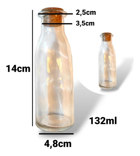 Botellas De Vidrio Con Tapa De Corcho Natural 14cm