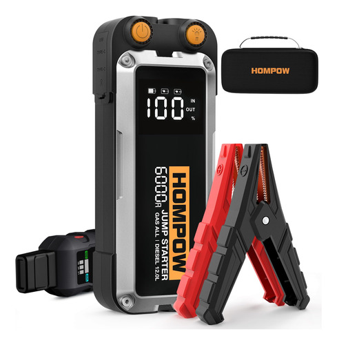 Hompow Jump Starter Cargador De Batería Portátil De 12 V De