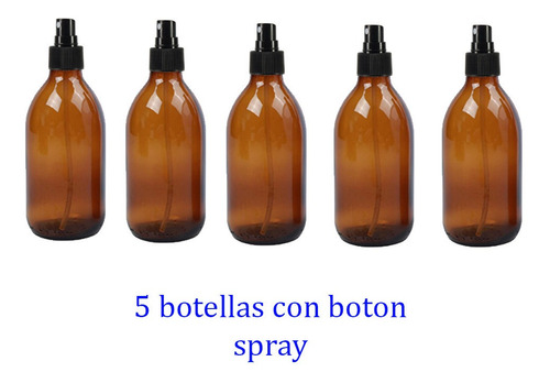 Frasco Botella Vidrio Gatillo Cremera Spray Ambar 125ml X5