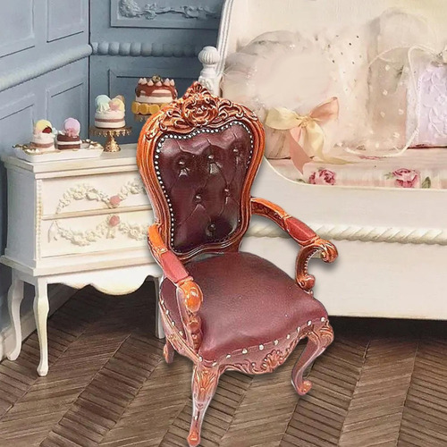 Silla Para Casa De Muñecas, Escala 1/12, Marrón Oscuro