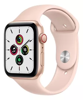 Apple Watch SE (GPS + Cellular, 44mm) - Caja de aluminio color oro - Correa deportiva Rosa arena