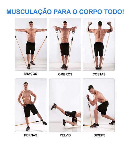 Imagem 7 de 10 de Elásticos P/ Exercícios De Resistência Academia Em Casa Top