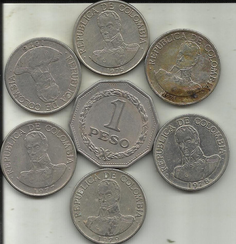 Colombia 8 Monedas De Un Peso Diferente Fecha Y Diseño