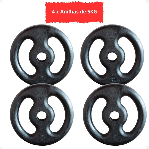 Kit Com 14 Anilhas De Ferro Fundido - 60 Kg