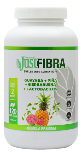 Just Fibra 120 Tabletas De Fos, Guayaba, Piña Y Hierbabuena.