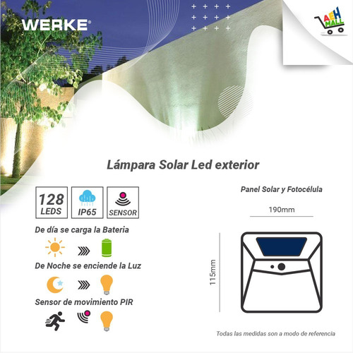 Imagen 4 de 7 de Proyector Solar Sensor Movimiento 128-leds Exterior Pack X 4