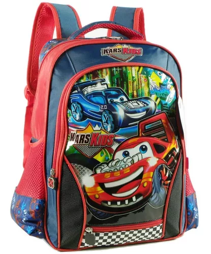 Mochila Infantil Menino Escolar Costas Carros Corrida Grande Cor