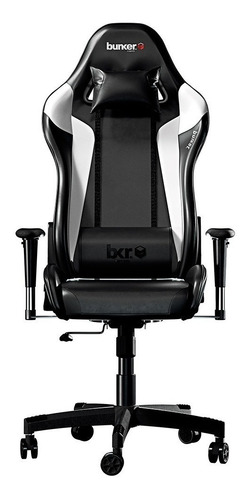 Silla de escritorio Waw Design Bunker gamer ergonómica negra y blanca con tapizado de poliuretano
