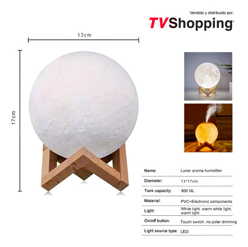 Humidificador Lámpara Planetas Difusor 2 Modos 3 Colores Tvs
