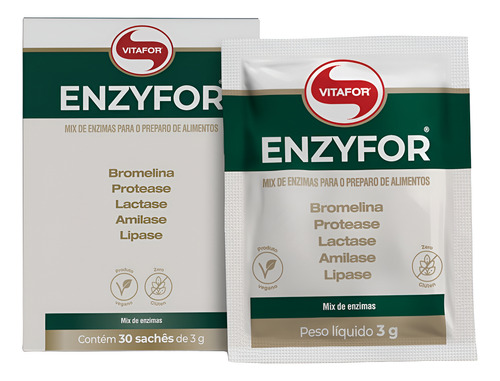 Enzyfor Vitafor 30 Sachês Mix De 5 Enzimas Digestivas